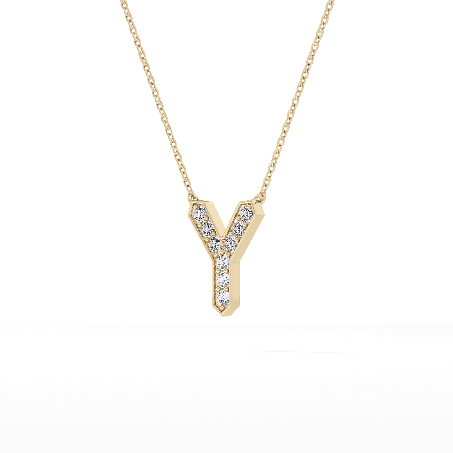 0.23 TCW Round Lab Grown Diamond Y Initial Pendant Necklace