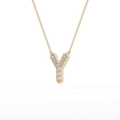 0.23 TCW Round Lab Grown Diamond Y Initial Pendant Necklace
