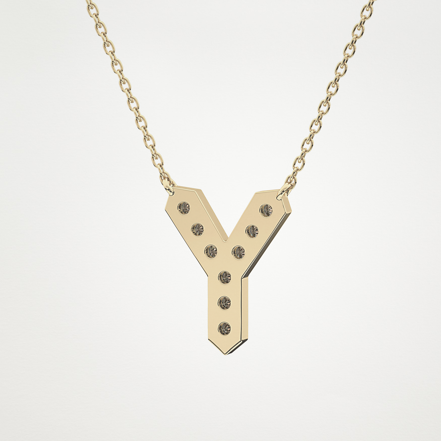 0.23 TCW Round Lab Grown Diamond Y Initial Pendant Necklace