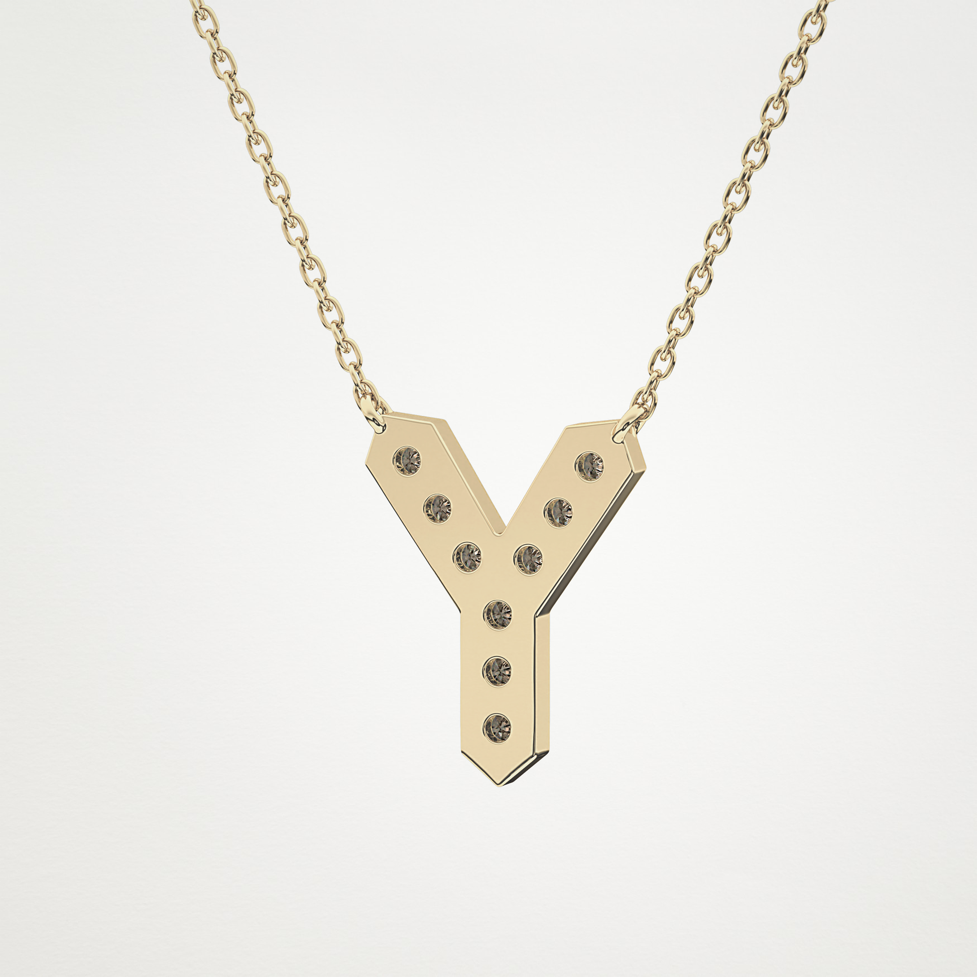 0.23 TCW Round Lab Grown Diamond Y Initial Pendant Necklace