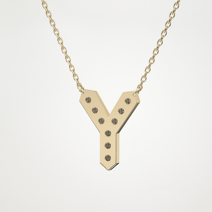 0.23 TCW Round Lab Grown Diamond Y Initial Pendant Necklace