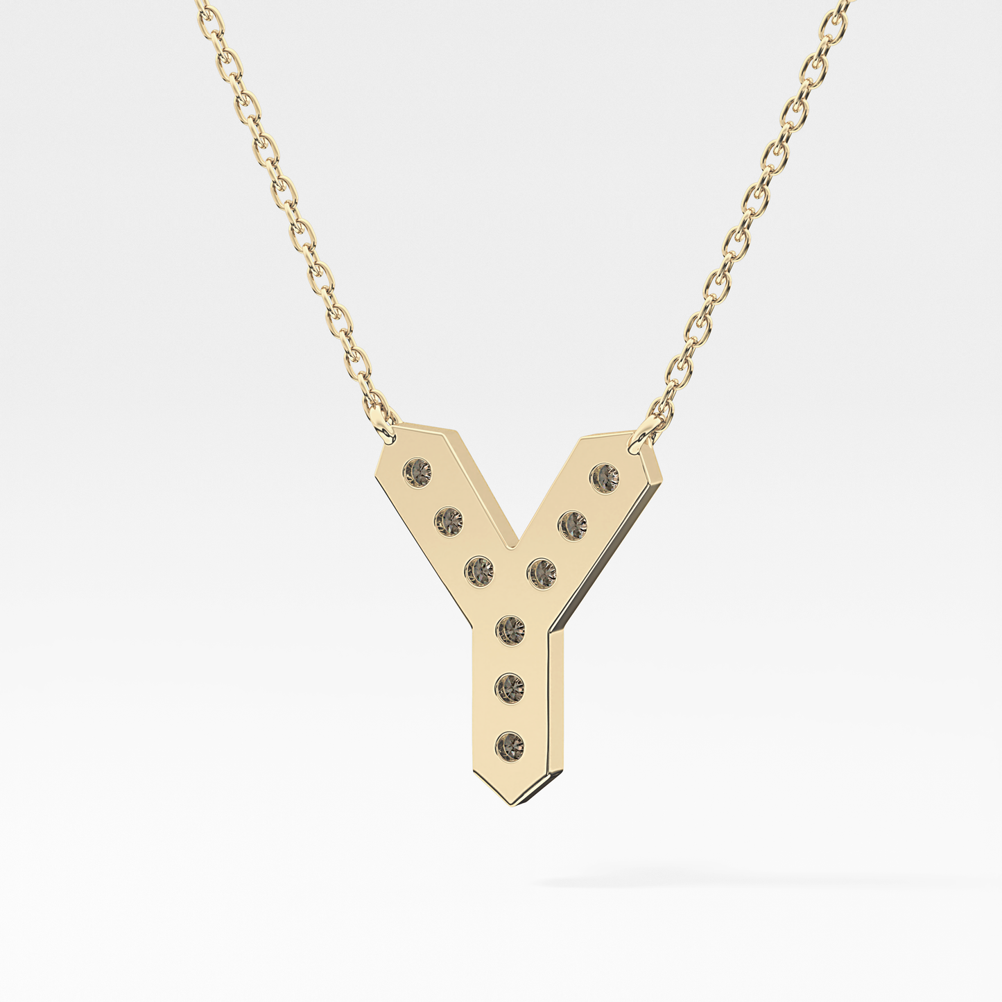 0.23 TCW Round Lab Grown Diamond Y Initial Pendant Necklace