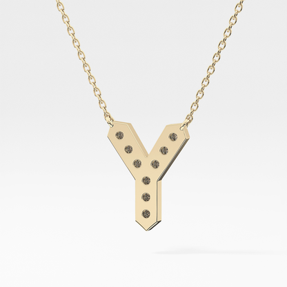 0.23 TCW Round Lab Grown Diamond Y Initial Pendant Necklace