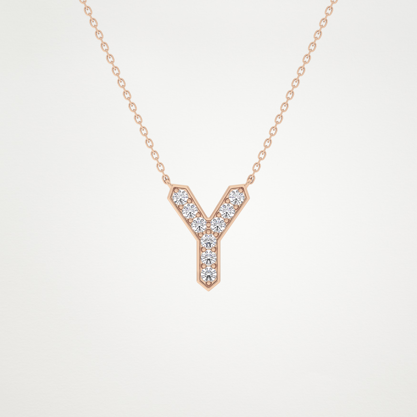 0.23 TCW Round Lab Grown Diamond Y Initial Pendant Necklace
