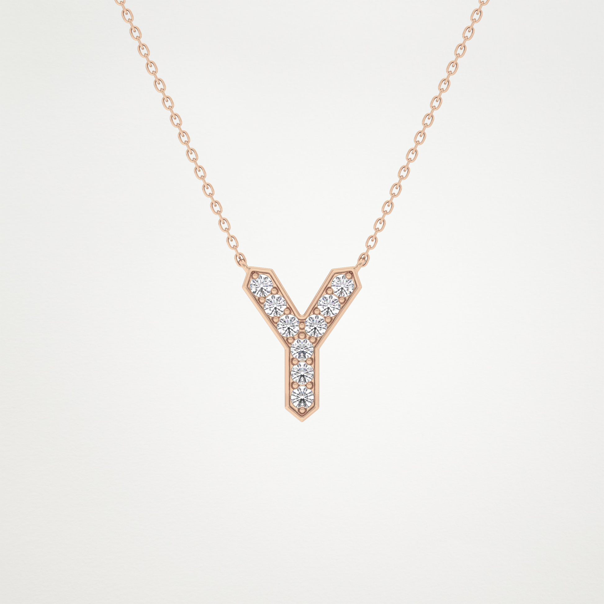 0.23 TCW Round Lab Grown Diamond Y Initial Pendant Necklace