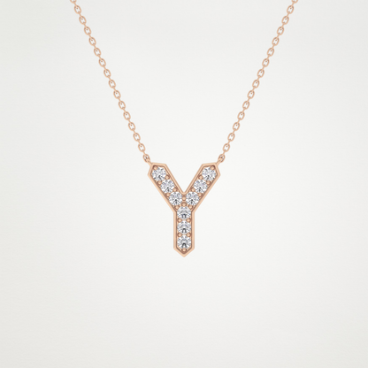 0.23 TCW Round Lab Grown Diamond Y Initial Pendant Necklace