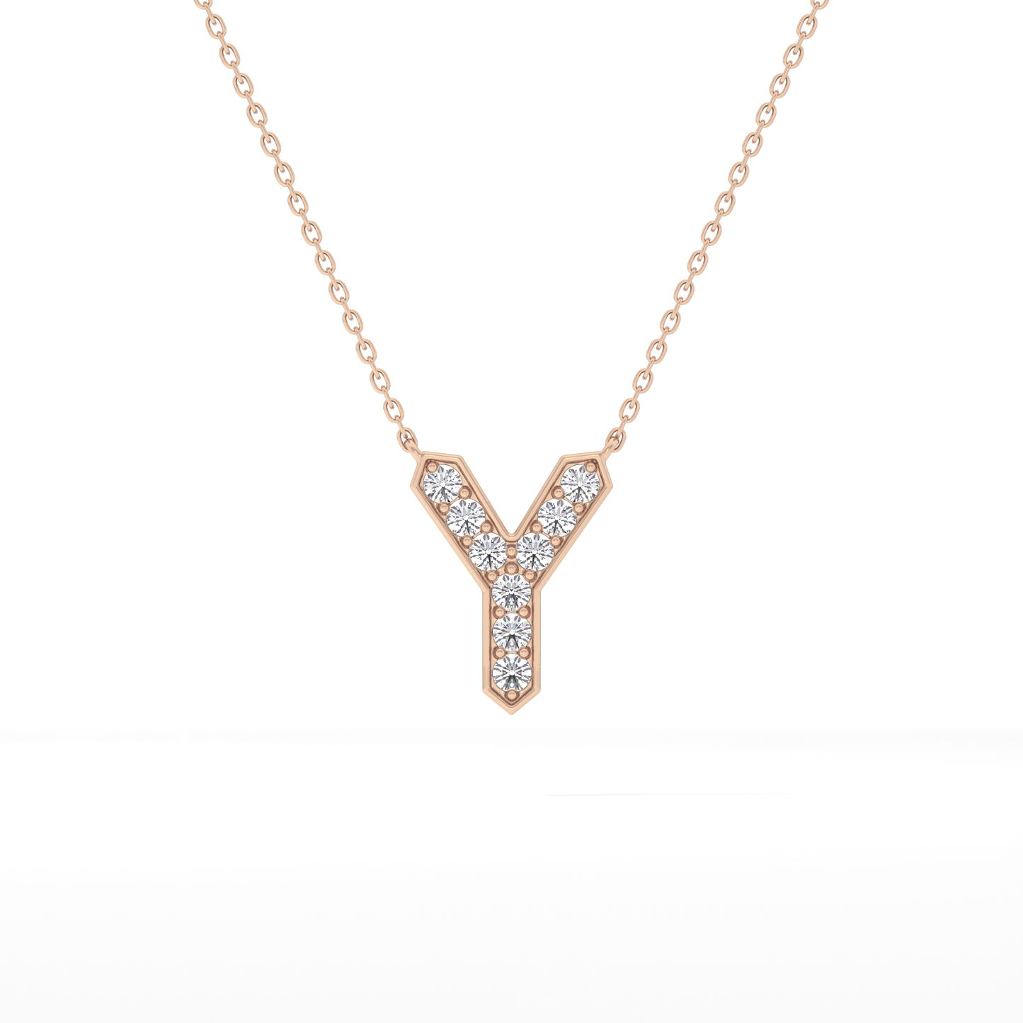 0.23 TCW Round Lab Grown Diamond Y Initial Pendant Necklace
