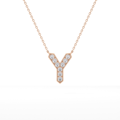 0.23 TCW Round Lab Grown Diamond Y Initial Pendant Necklace