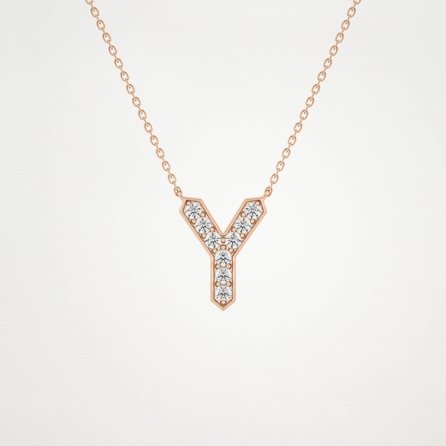 0.23 TCW Round Lab Grown Diamond Y Initial Pendant Necklace