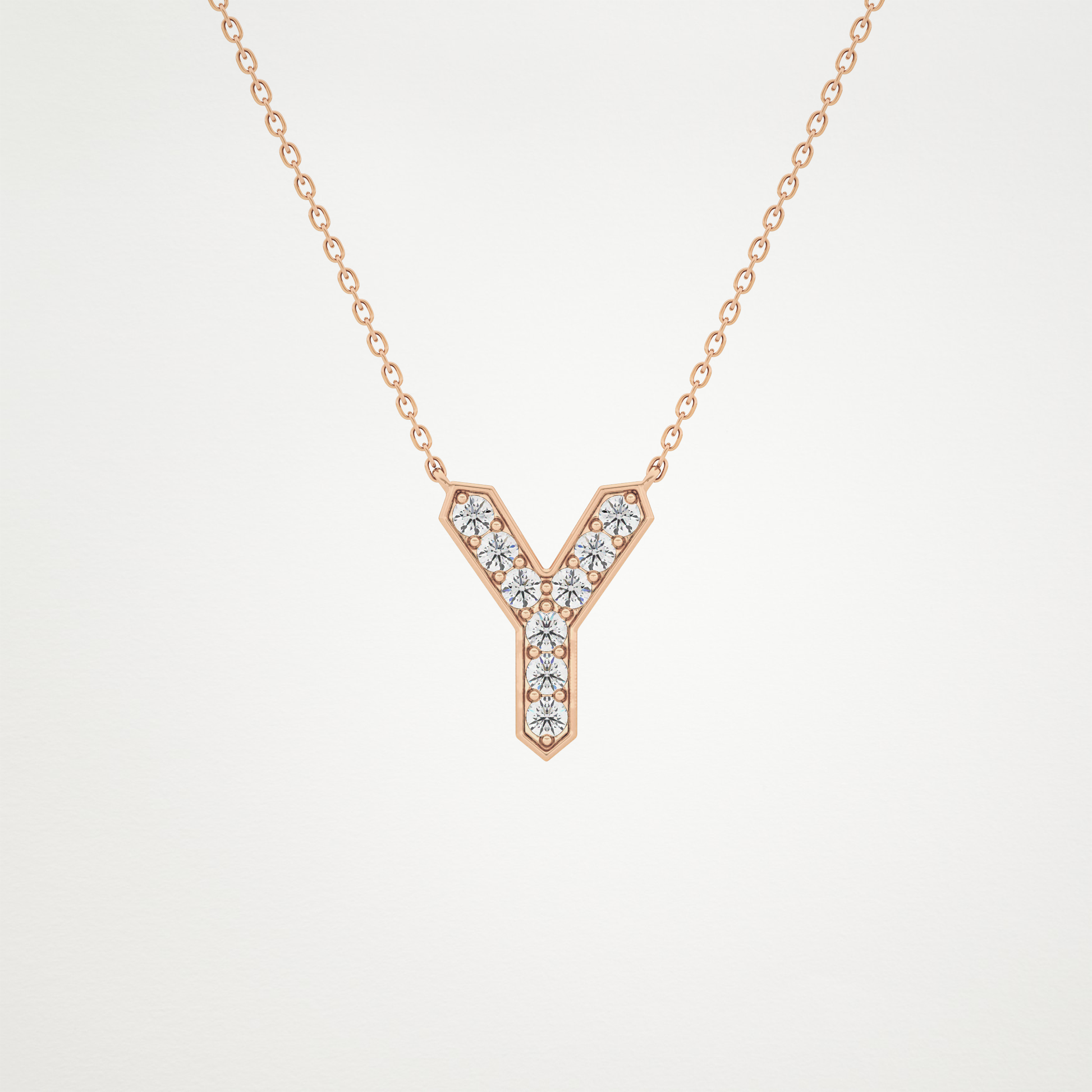 0.23 TCW Round Lab Grown Diamond Y Initial Pendant Necklace