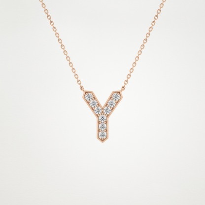 0.23 TCW Round Lab Grown Diamond Y Initial Pendant Necklace