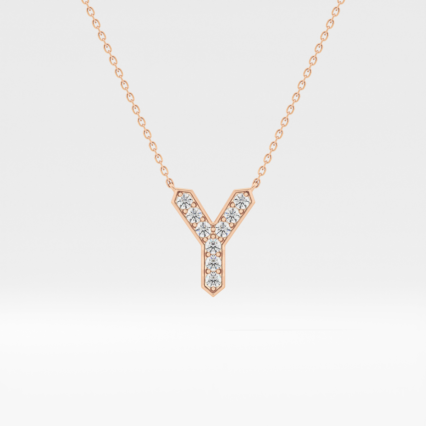 0.23 TCW Round Lab Grown Diamond Y Initial Pendant Necklace