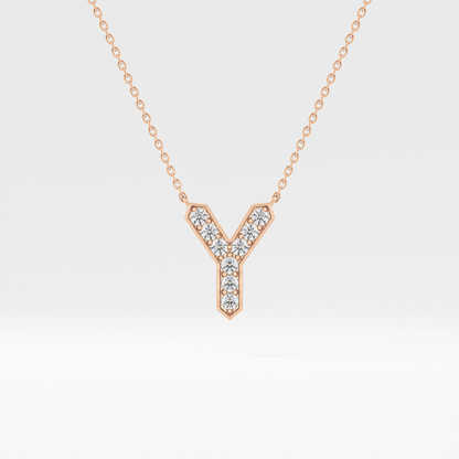 0.23 TCW Round Lab Grown Diamond Y Initial Pendant Necklace