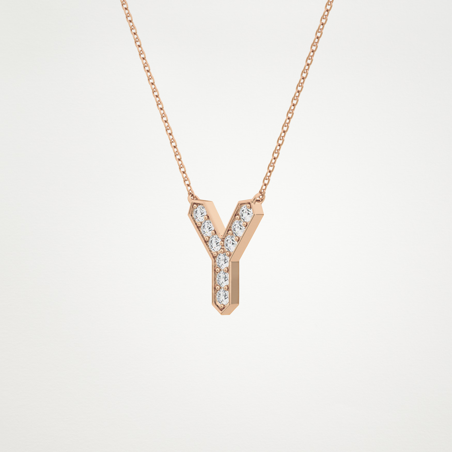 0.23 TCW Round Lab Grown Diamond Y Initial Pendant Necklace