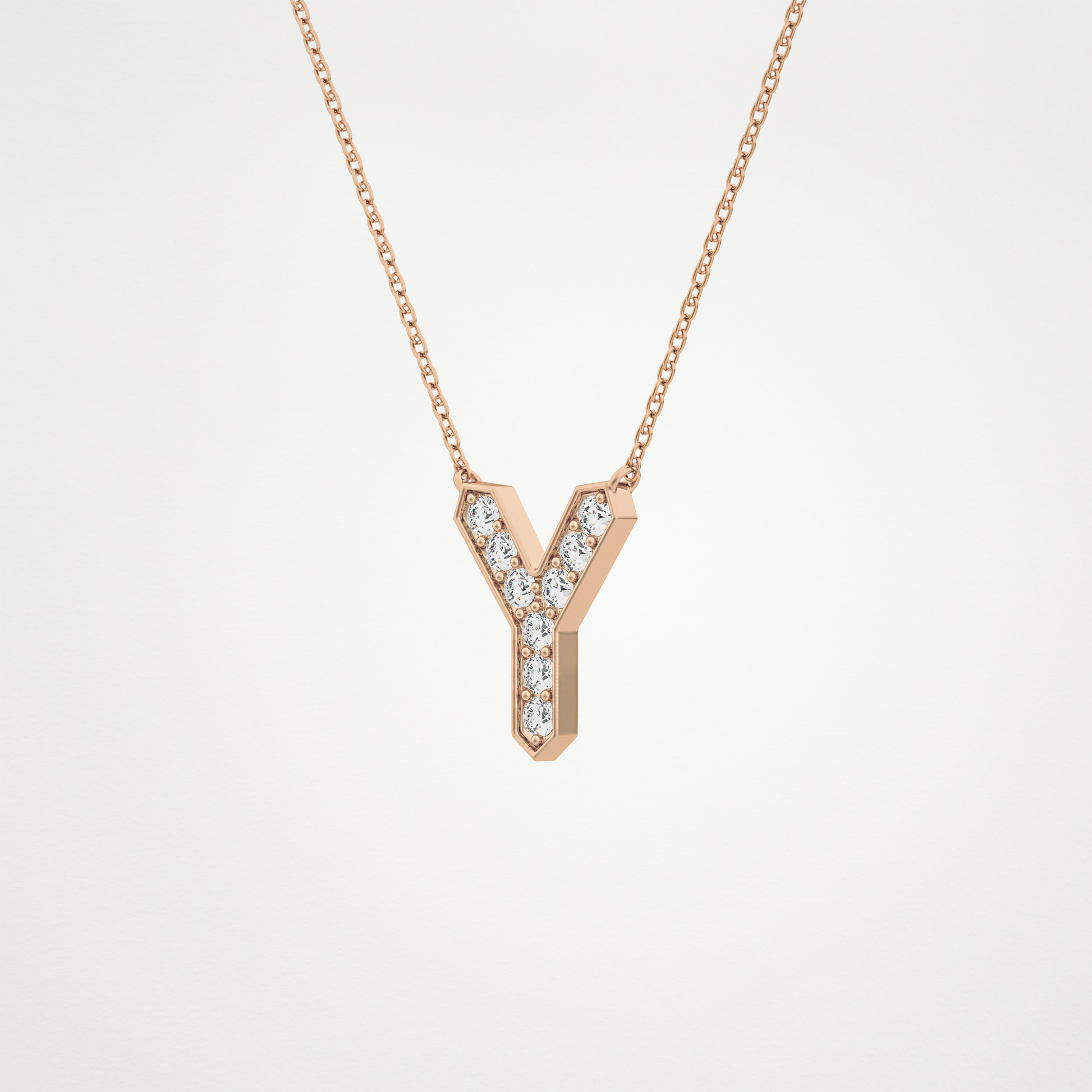 0.23 TCW Round Lab Grown Diamond Y Initial Pendant Necklace