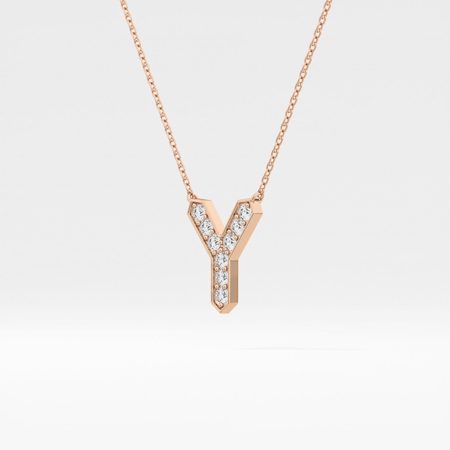 0.23 TCW Round Lab Grown Diamond Y Initial Pendant Necklace