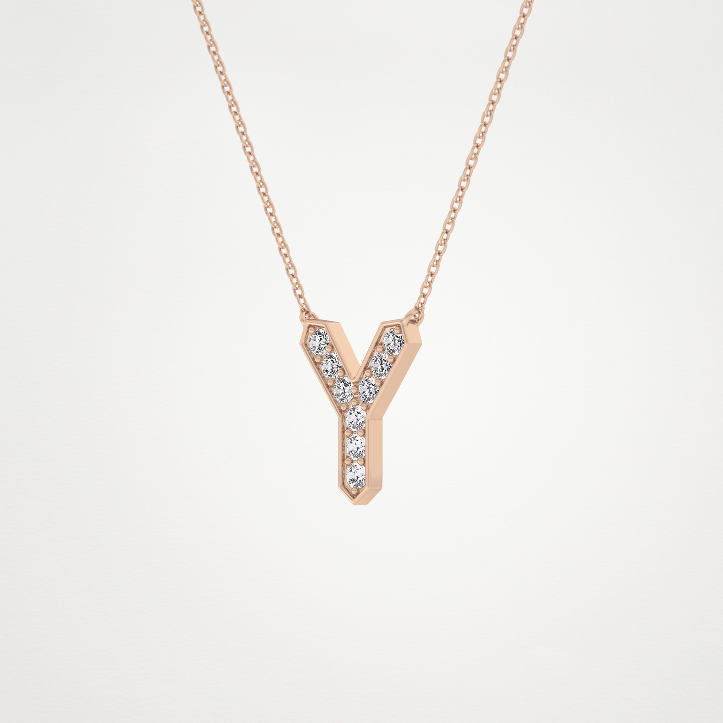 0.23 TCW Round Lab Grown Diamond Y Initial Pendant Necklace