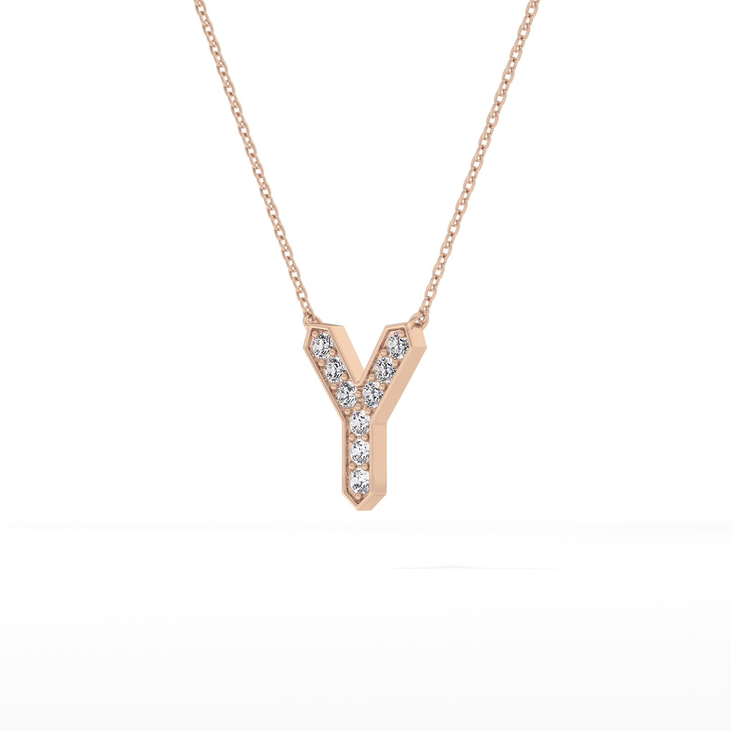 0.23 TCW Round Lab Grown Diamond Y Initial Pendant Necklace