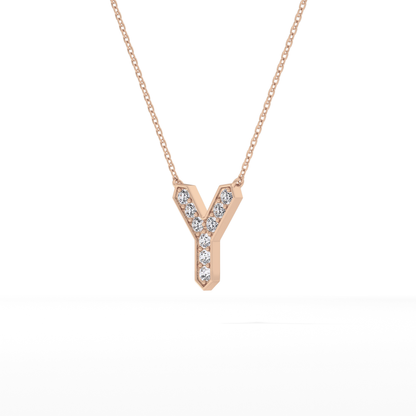 0.23 TCW Round Lab Grown Diamond Y Initial Pendant Necklace