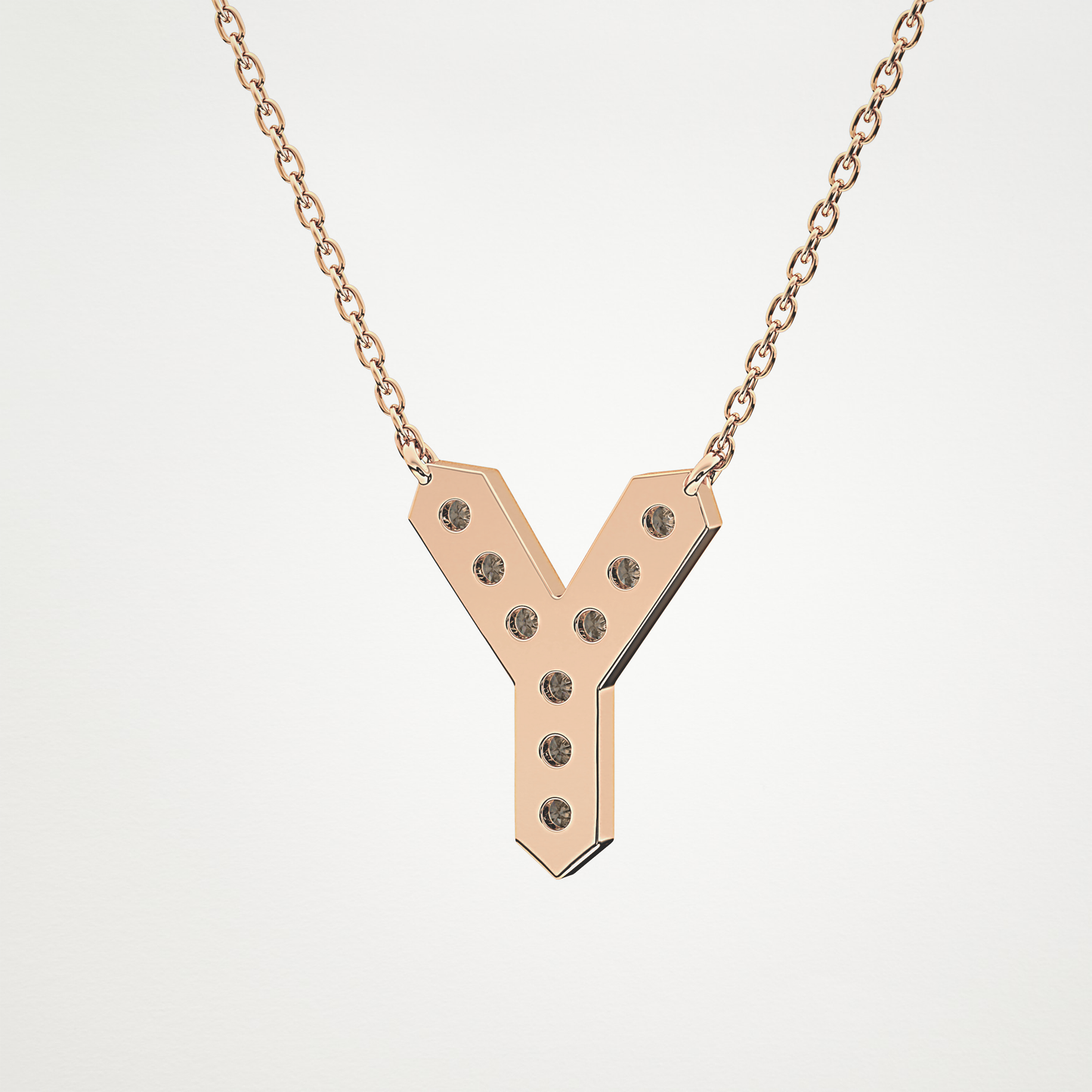 0.23 TCW Round Lab Grown Diamond Y Initial Pendant Necklace