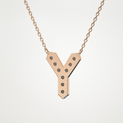 0.23 TCW Round Lab Grown Diamond Y Initial Pendant Necklace