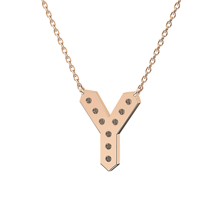 0.23 TCW Round Lab Grown Diamond Y Initial Pendant Necklace