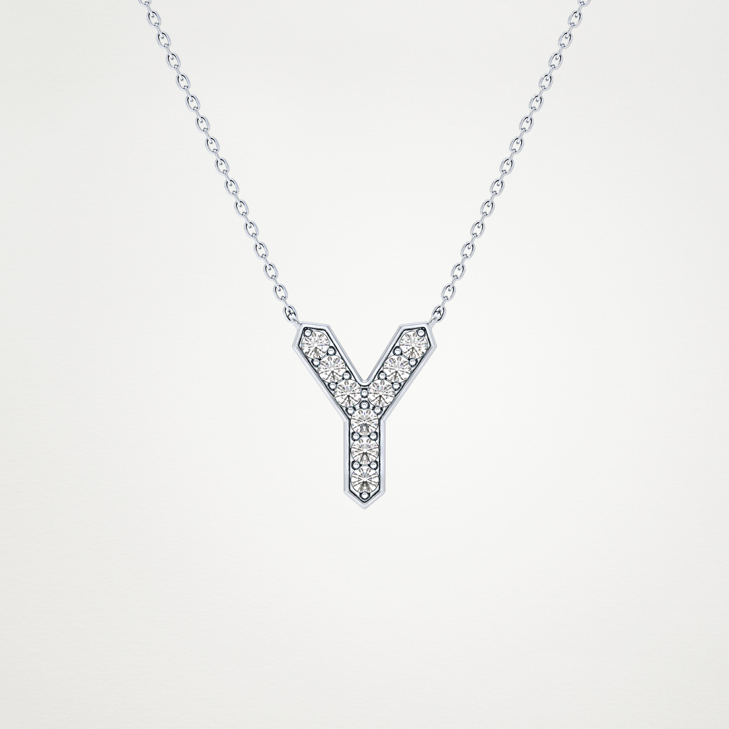 0.23 TCW Round Lab Grown Diamond Y Initial Pendant Necklace