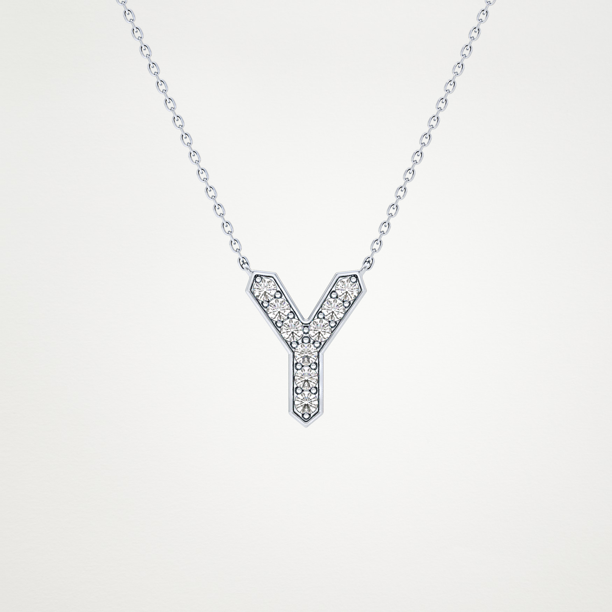 0.23 TCW Round Lab Grown Diamond Y Initial Pendant Necklace