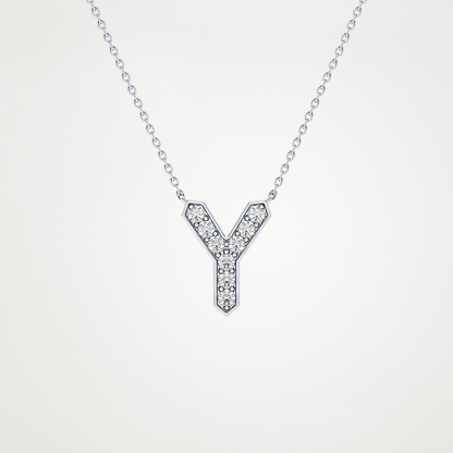 0.23 TCW Round Lab Grown Diamond Y Initial Pendant Necklace
