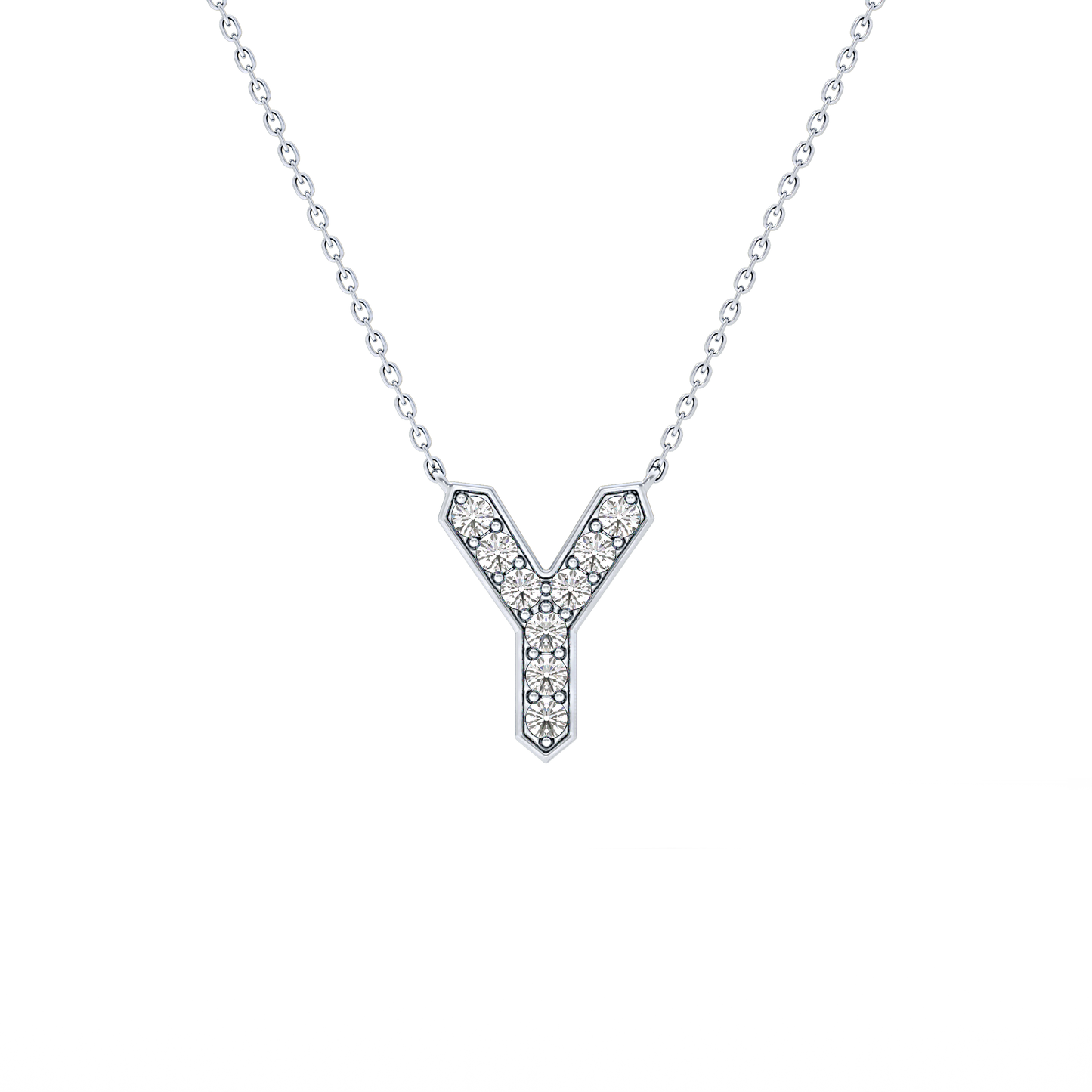 0.23 TCW Round Lab Grown Diamond Y Initial Pendant Necklace