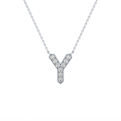 0.23 TCW Round Lab Grown Diamond Y Initial Pendant Necklace
