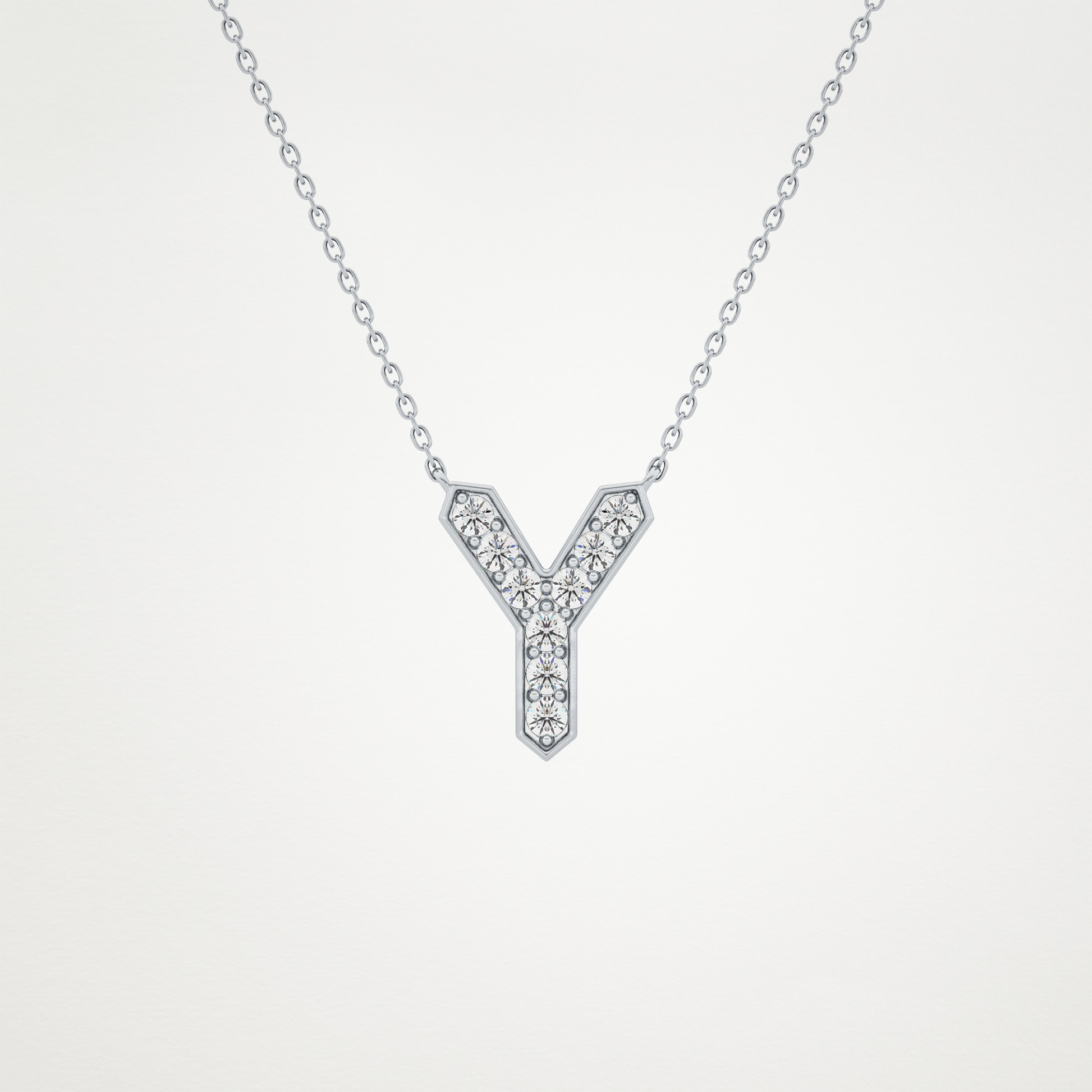 0.23 TCW Round Lab Grown Diamond Y Initial Pendant Necklace