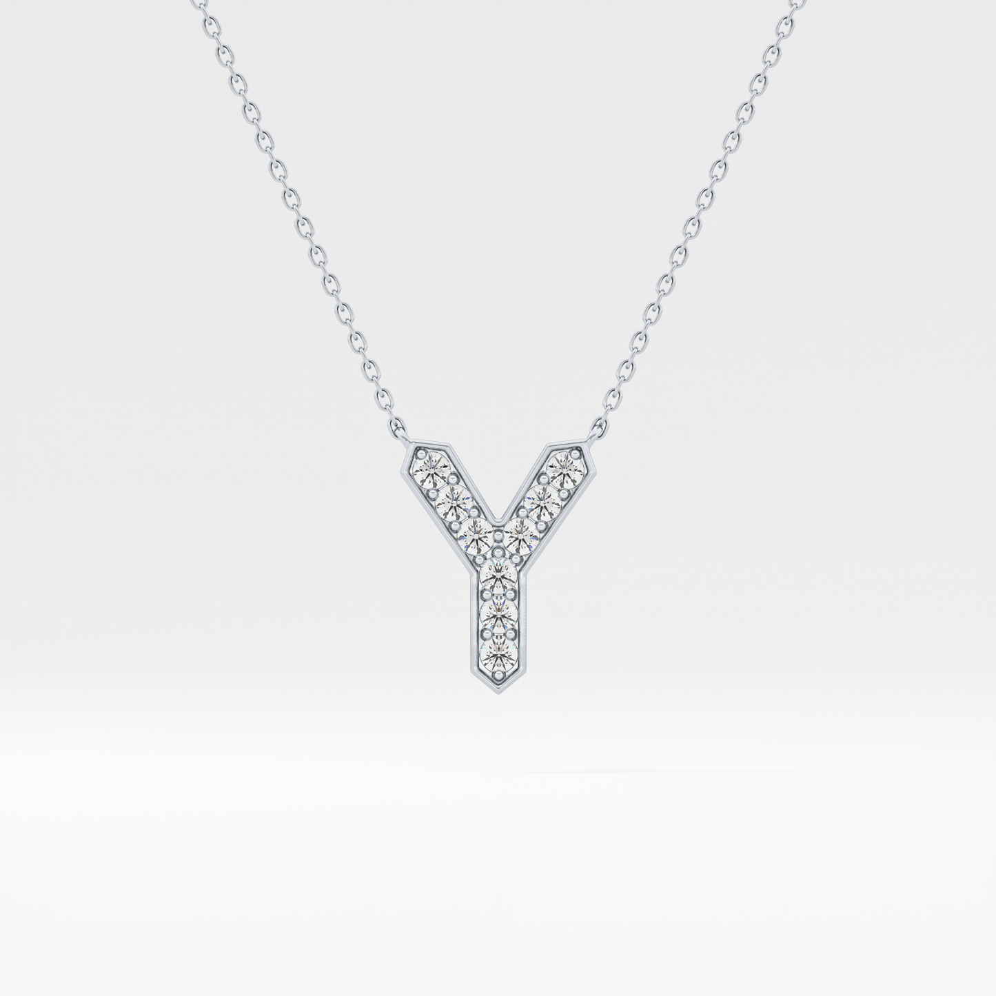 0.23 TCW Round Lab Grown Diamond Y Initial Pendant Necklace