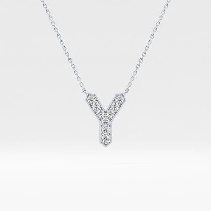 0.23 TCW Round Lab Grown Diamond Y Initial Pendant Necklace