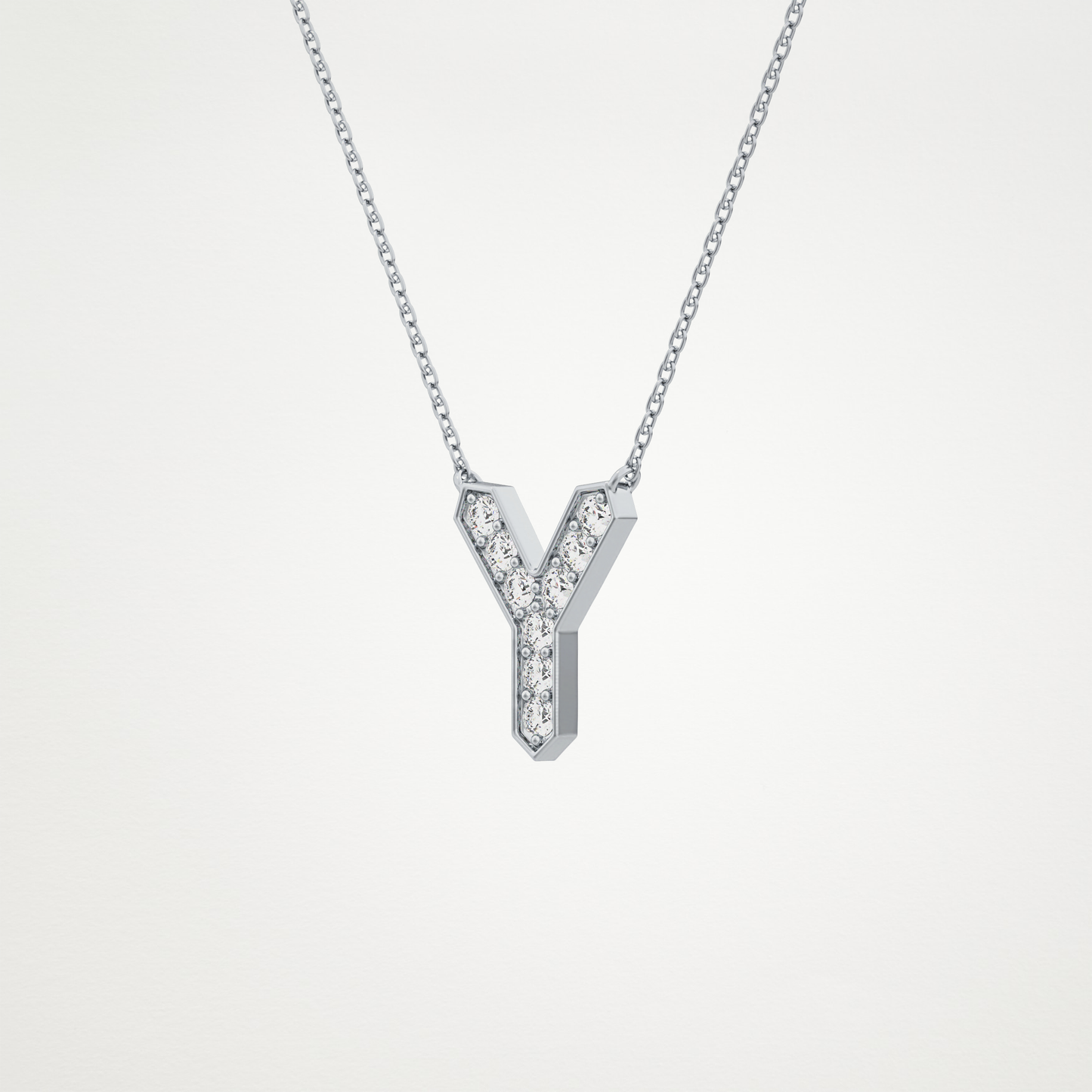 0.23 TCW Round Lab Grown Diamond Y Initial Pendant Necklace