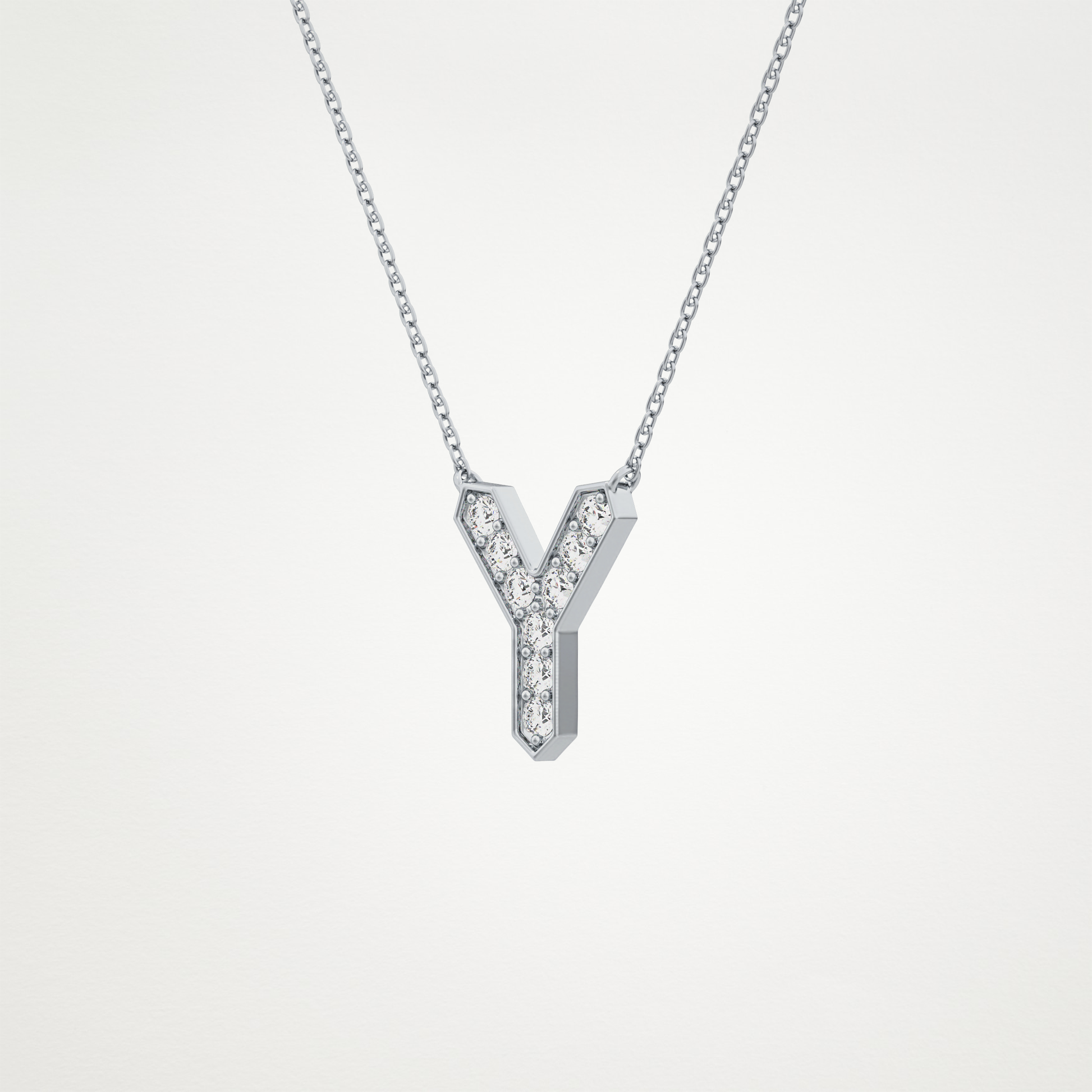 0.23 TCW Round Lab Grown Diamond Y Initial Pendant Necklace