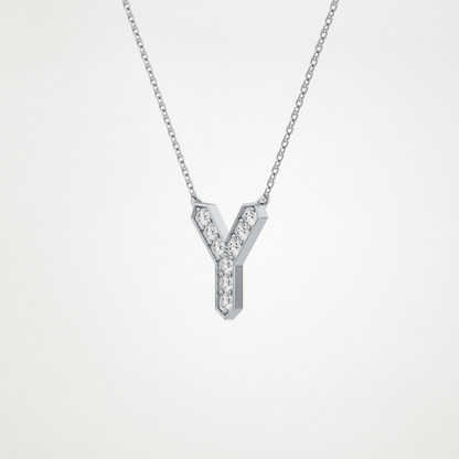 0.23 TCW Round Lab Grown Diamond Y Initial Pendant Necklace