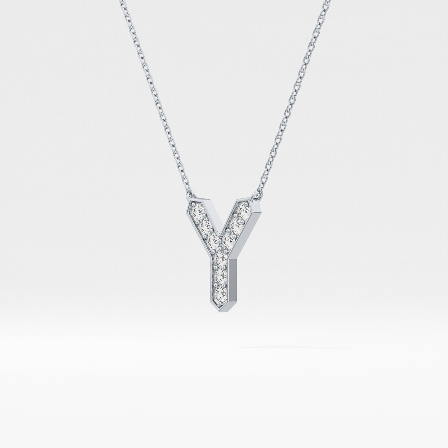 0.23 TCW Round Lab Grown Diamond Y Initial Pendant Necklace