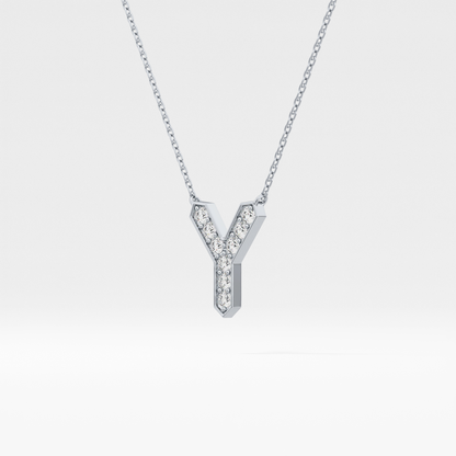 0.23 TCW Round Lab Grown Diamond Y Initial Pendant Necklace