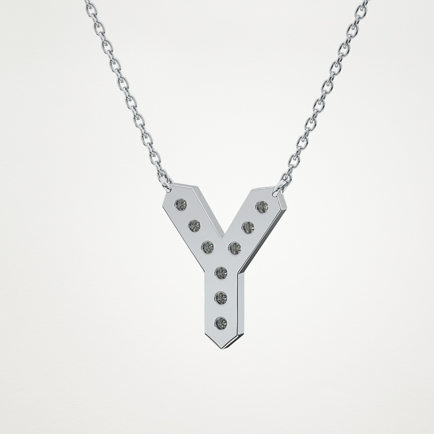 0.23 TCW Round Lab Grown Diamond Y Initial Pendant Necklace