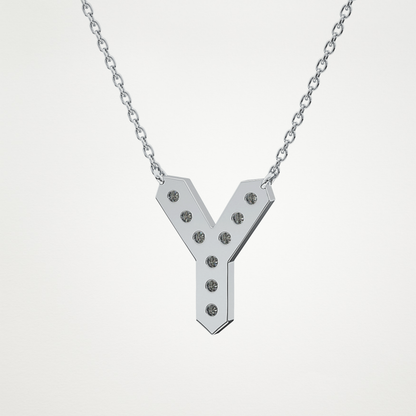 0.23 TCW Round Lab Grown Diamond Y Initial Pendant Necklace
