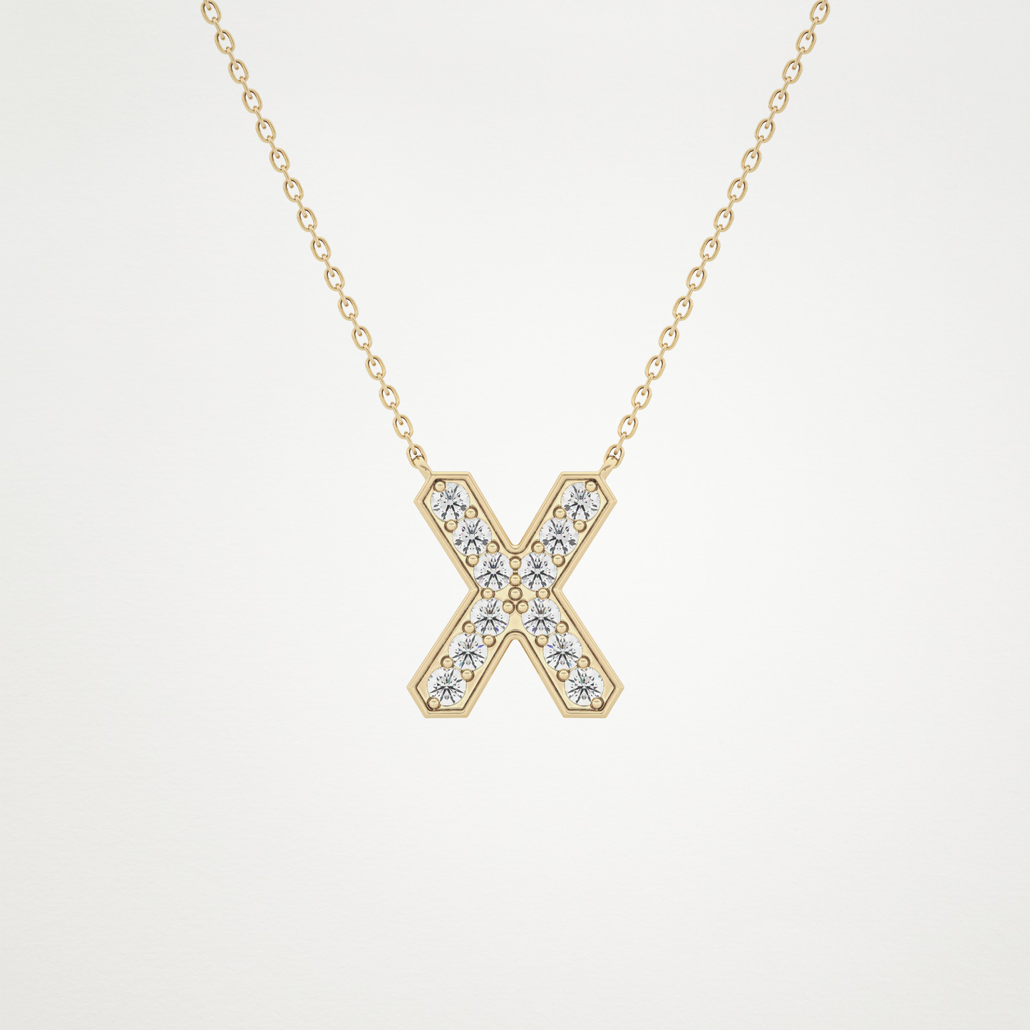 0.31 TCW Round Lab Grown Diamond X Initial Pendant Necklace