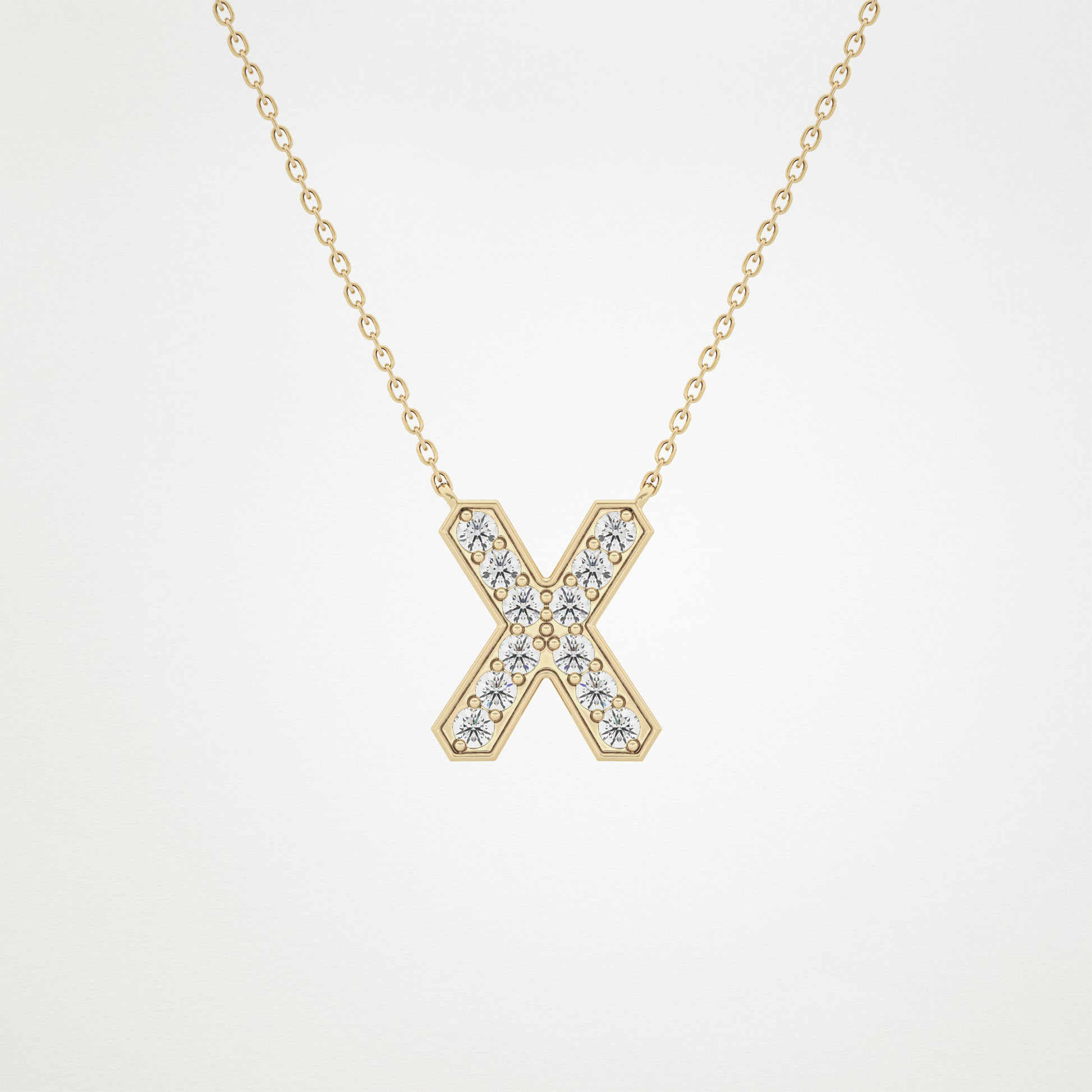 0.31 TCW Round Lab Grown Diamond X Initial Pendant Necklace