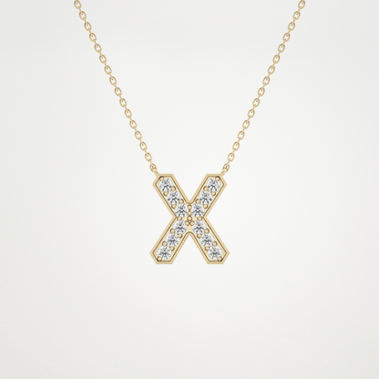 0.31 TCW Round Lab Grown Diamond X Initial Pendant Necklace