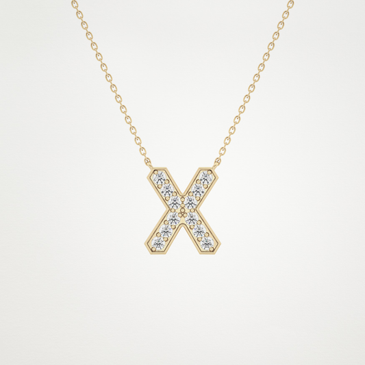 0.31 TCW Round Lab Grown Diamond X Initial Pendant Necklace