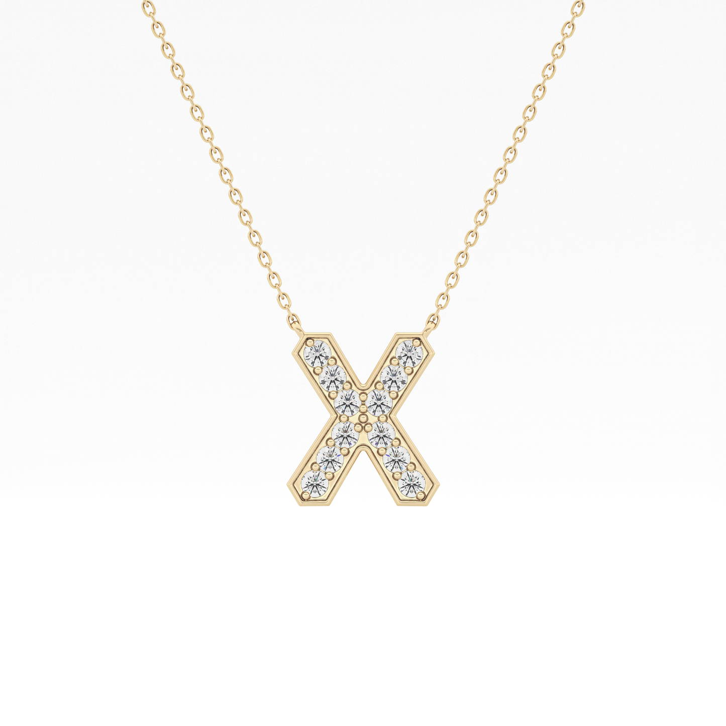 0.31 TCW Round Lab Grown Diamond X Initial Pendant Necklace