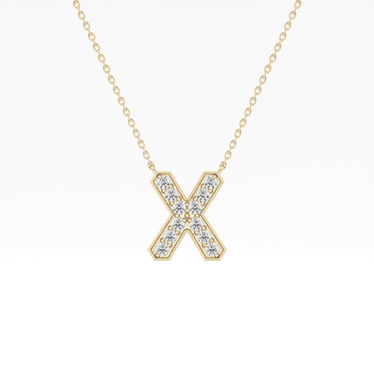 0.31 TCW Round Lab Grown Diamond X Initial Pendant Necklace