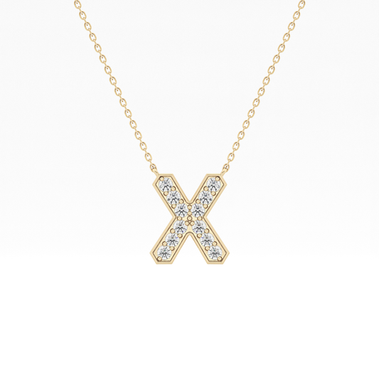 0.31 TCW Round Lab Grown Diamond X Initial Pendant Necklace