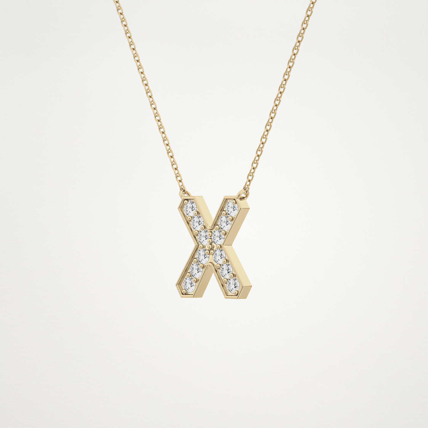 0.31 TCW Round Lab Grown Diamond X Initial Pendant Necklace