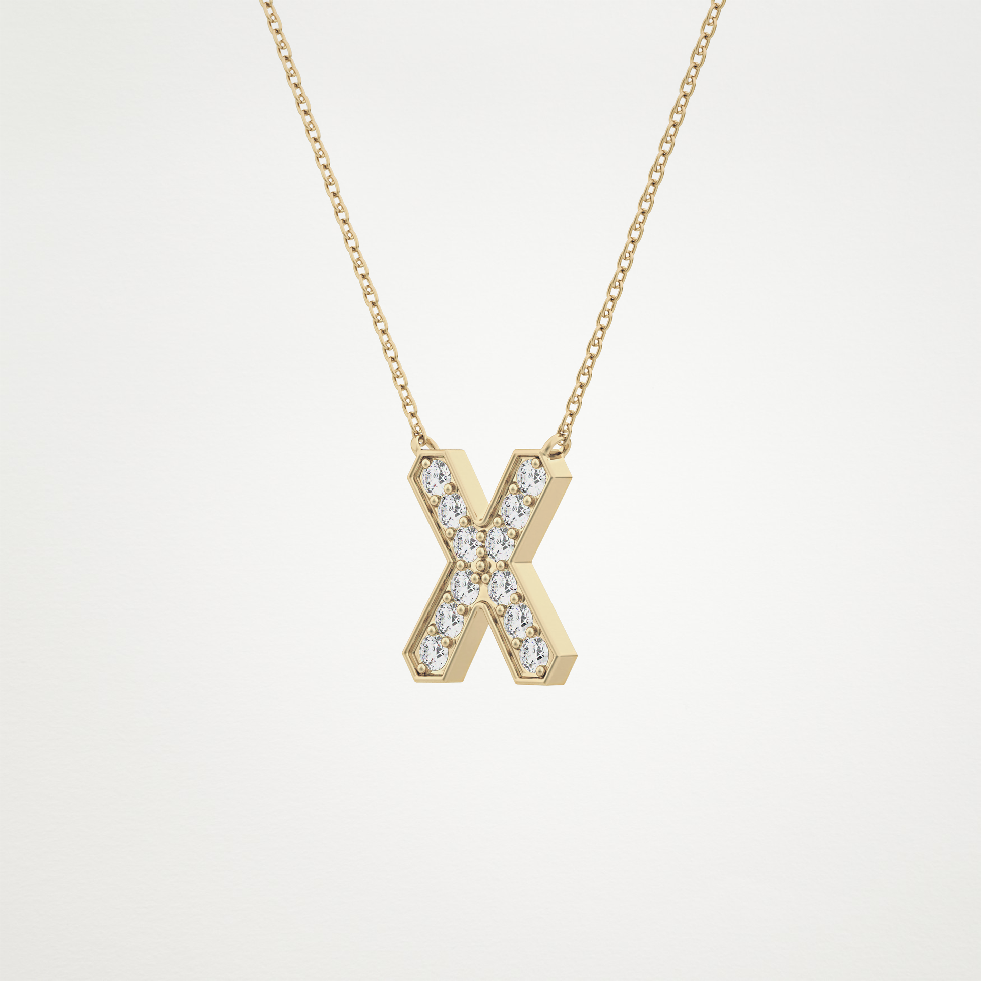 0.31 TCW Round Lab Grown Diamond X Initial Pendant Necklace